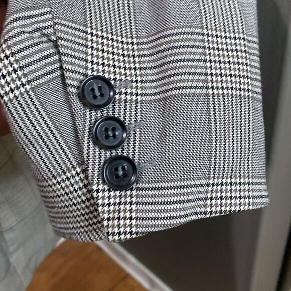 Rachel Zoe Plaid Oversized Blazer Jacket Grey Open Front - Picture 8 of 12